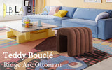 La Bella Ridge Arch Ottoman Stool Teddy Fleece 45cm Chocolate Brown — Allure Home Collections