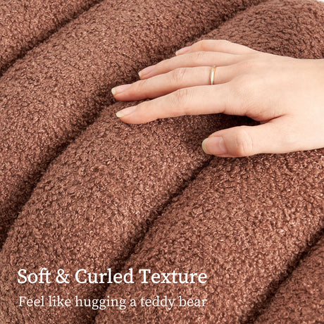 La Bella Ridge Arch Ottoman Stool Teddy Fleece 45cm Chocolate Brown — Allure Home Collections