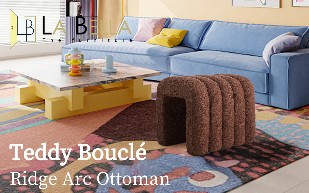 Ridge Arch Ottoman Stool Set of 2 Teddy Fleece Beige or Chocolate Brown — Allure Home Collections