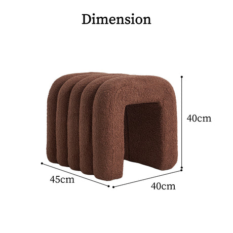 Ridge Arch Ottoman Stool Set of 2 Teddy Fleece Beige or Chocolate Brown — Allure Home Collections