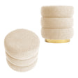 La Bella Round Stacked Ottoman Stool Set of 2 Teddy Fleece Beige — Allure Home Collections