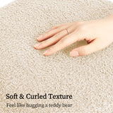 La Bella Round Stacked Ottoman Stool Set of 2 Teddy Fleece Beige — Allure Home Collections