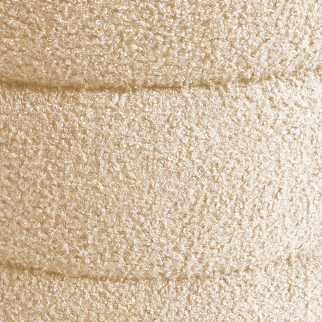 La Bella Round Stacked Ottoman Stool Set of 2 Teddy Fleece Beige — Allure Home Collections