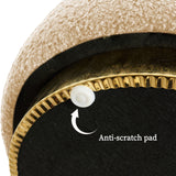 La Bella Round Stacked Ottoman Stool Set of 2 Teddy Fleece Beige — Allure Home Collections