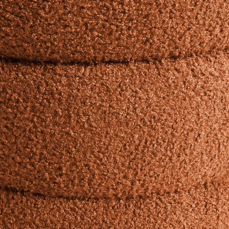 La Bella Round Stacked Ottoman Stool Teddy Fleece 38cm Orange — Allure Home Collections