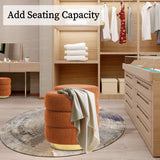 La Bella Round Stacked Ottoman Stool Teddy Fleece 38cm Orange — Allure Home Collections