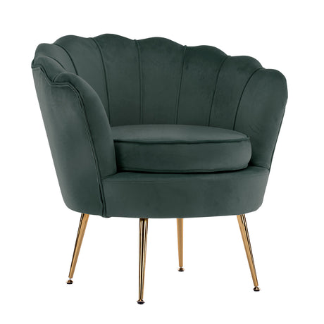 La Bella Scalloped Shell Velvet Armchair with Gold Legs — Various Colours — Allure Home Collections
