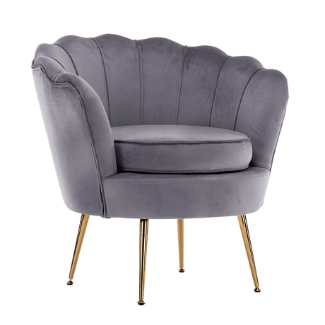 La Bella Scalloped Shell Velvet Armchair with Gold Legs — Various Colours — Allure Home Collections