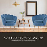 La Bella Scalloped Shell Velvet Armchair with Gold Legs — Various Colours — Allure Home Collections