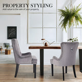French Provincial Velvet Dining Chair with Studs