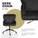 Balingup black velvet swivel office chair at a home desk