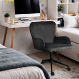 Balingup black velvet swivel office chair at a home desk