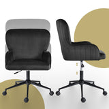 Balingup black velvet swivel office chair at a home desk