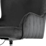 Balingup black velvet swivel office chair at a home desk