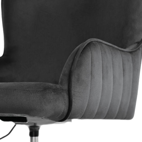 Balingup black velvet swivel office chair at a home desk
