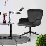 Balingup black velvet swivel office chair at a home desk