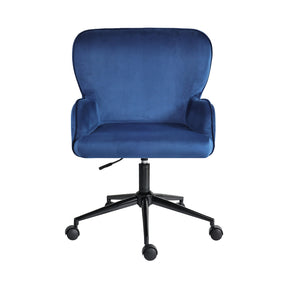 Balingup blue velvet swivel office chair at a home desk
