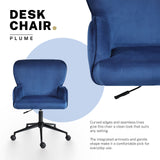 Balingup blue velvet swivel office chair at a home desk