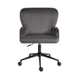 Balingup grey velvet swivel office chair at a home desk