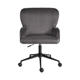 Balingup grey velvet swivel office chair at a home desk