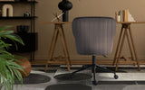 Balingup grey velvet swivel office chair at a home desk