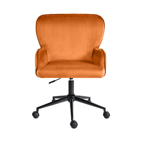 Balingup orange velvet swivel office chair at a home desk