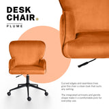 Balingup orange velvet swivel office chair at a home desk