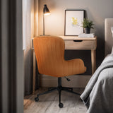 Balingup orange velvet swivel office chair at a home desk