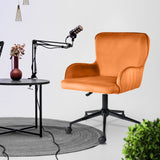 Balingup orange velvet swivel office chair at a home desk