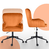 Balingup orange velvet swivel office chair at a home desk