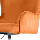 Balingup orange velvet swivel office chair at a home desk