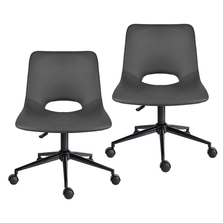 Denmark grey faux leather swivel office chairs set of two