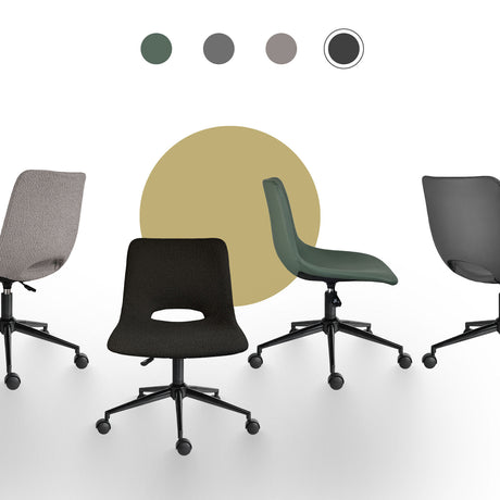 Dalwallinu black loop yarn fabric office chair with cut out backrest, set of two