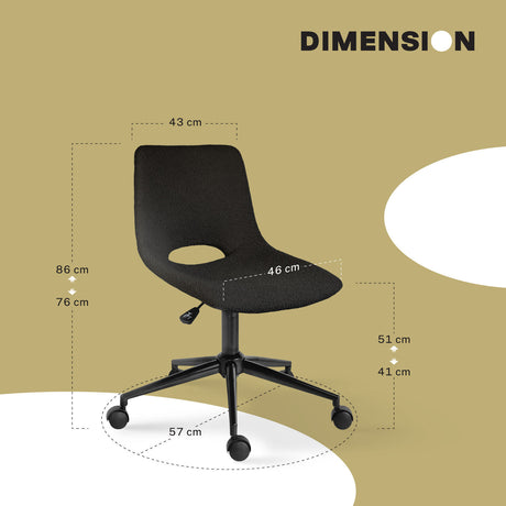 Dalwallinu Fabric Office Chair, Black 2pcs