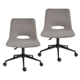Applecross grey loop yarn fabric armless swivel office chairs set of two