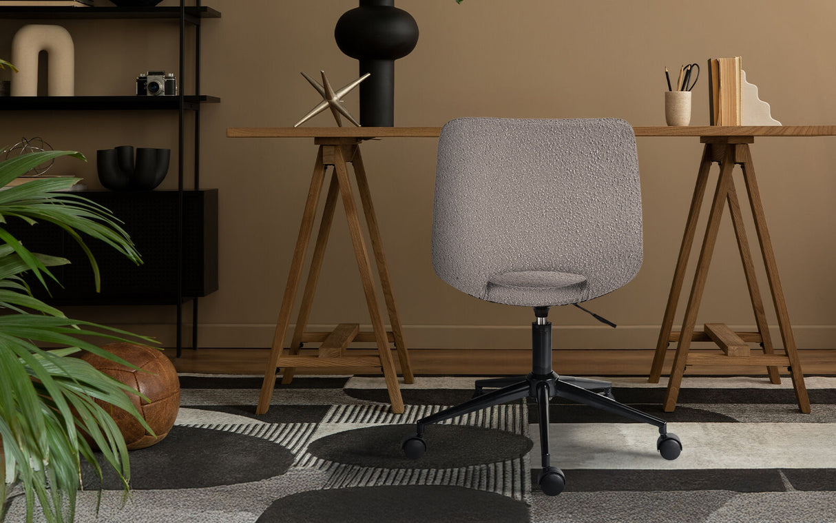 Applecross grey loop yarn fabric armless swivel office chairs set of two