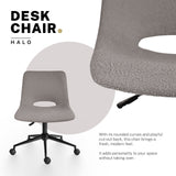 Applecross grey loop yarn fabric armless swivel office chairs set of two