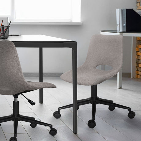 Applecross grey loop yarn fabric armless swivel office chairs set of two