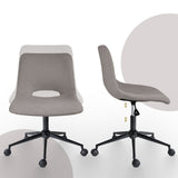 Applecross grey loop yarn fabric armless swivel office chairs set of two