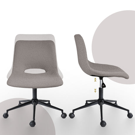 Applecross grey loop yarn fabric armless swivel office chairs set of two