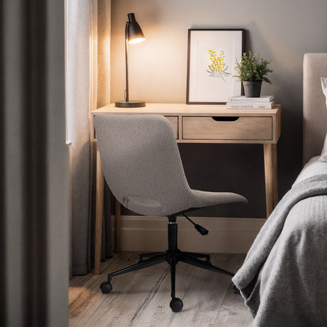 Applecross grey loop yarn fabric armless swivel office chairs set of two