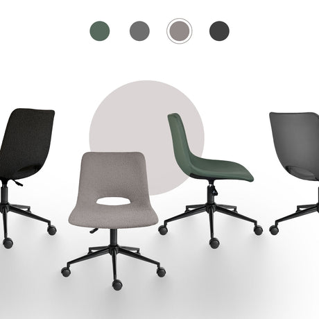 Applecross grey loop yarn fabric armless swivel office chairs set of two