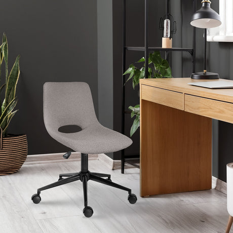 Applecross grey loop yarn fabric armless swivel office chairs set of two