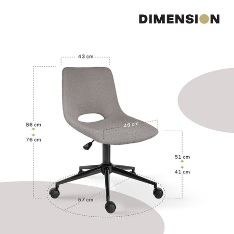 Applecross Fabric Office Chair, Grey 2pcs