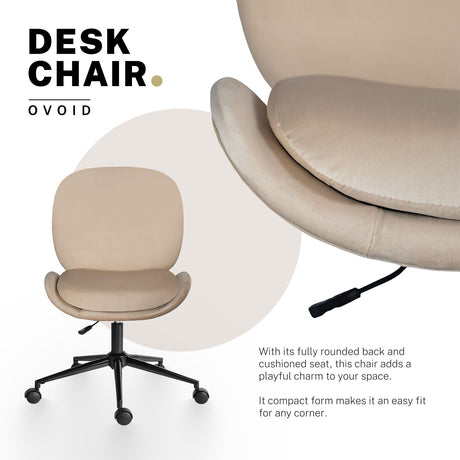 Goomalling pale khaki velvet armless swivel office desk chair