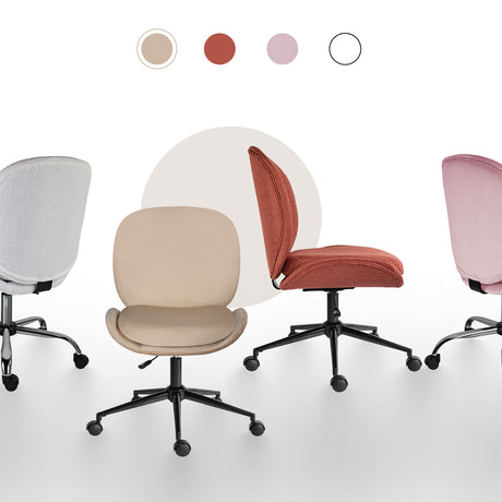 Goomalling pale khaki velvet armless swivel office desk chair