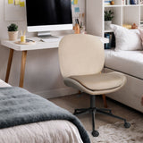 Goomalling pale khaki velvet armless swivel office desk chair