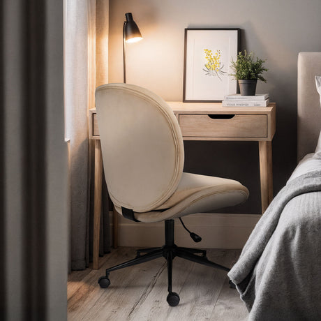Goomalling pale khaki velvet armless swivel office desk chair