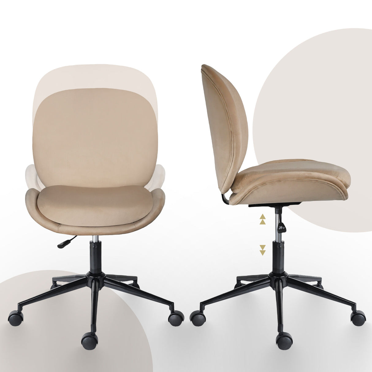 Goomalling pale khaki velvet armless swivel office desk chair
