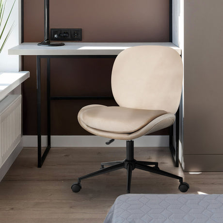 Goomalling pale khaki velvet armless swivel office desk chair